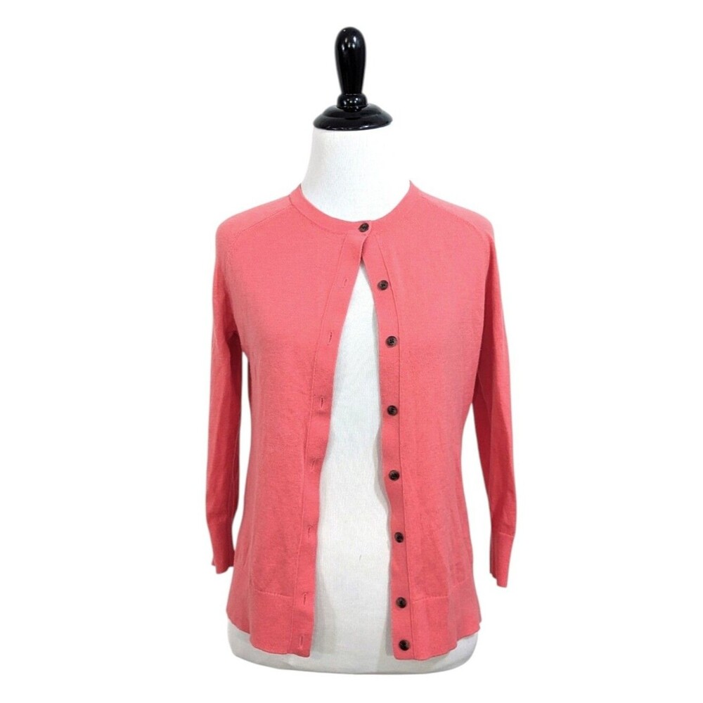 Ann Taylor 3/4 Sleeve Coral Pink Button Cardigan Sweater - Size Small Womens